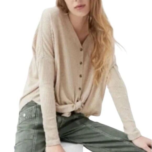 URBAN OUTFITTERS THERMAL BEIGE BLOUSE SZ.S EUC. - Picture 2 of 11